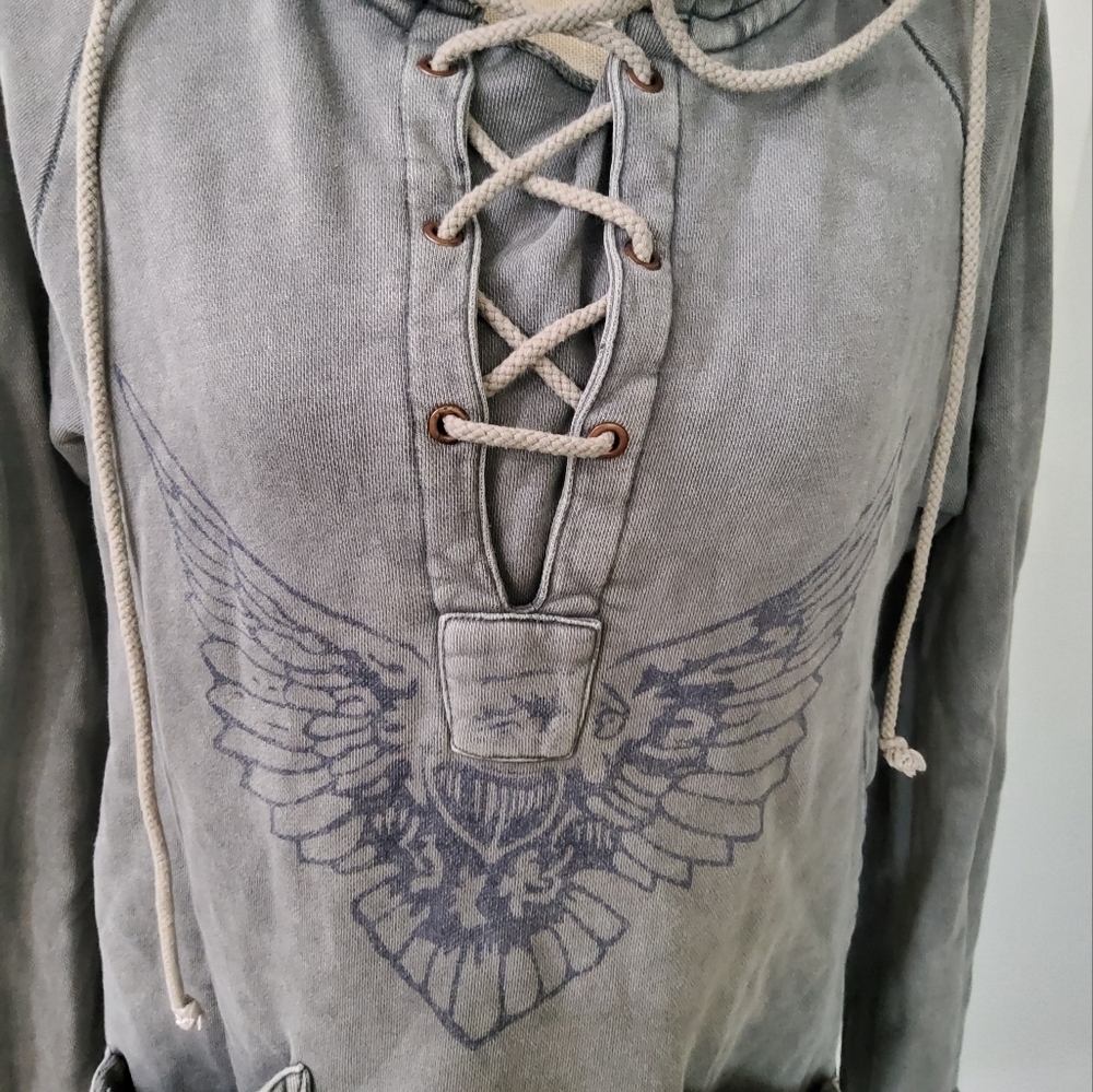 Free People We The Free Lace-Up Hooded Pullover Size M - Picture 5 of 16